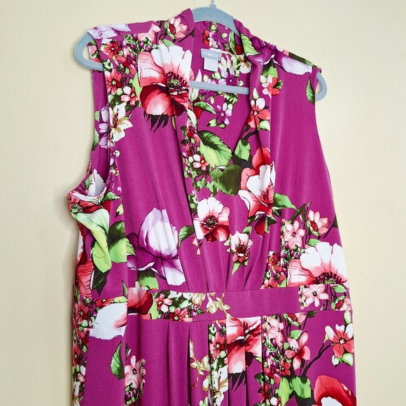 Chico´s |Boho Pink Floral Sleeveless V-neck Long Maxi Dress Sz 4/XL - Picture 7 of 11